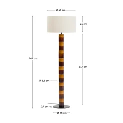 Kave Home Staande Lamp Mavran Keramiek Bruin en Mosterdgeel Katoen