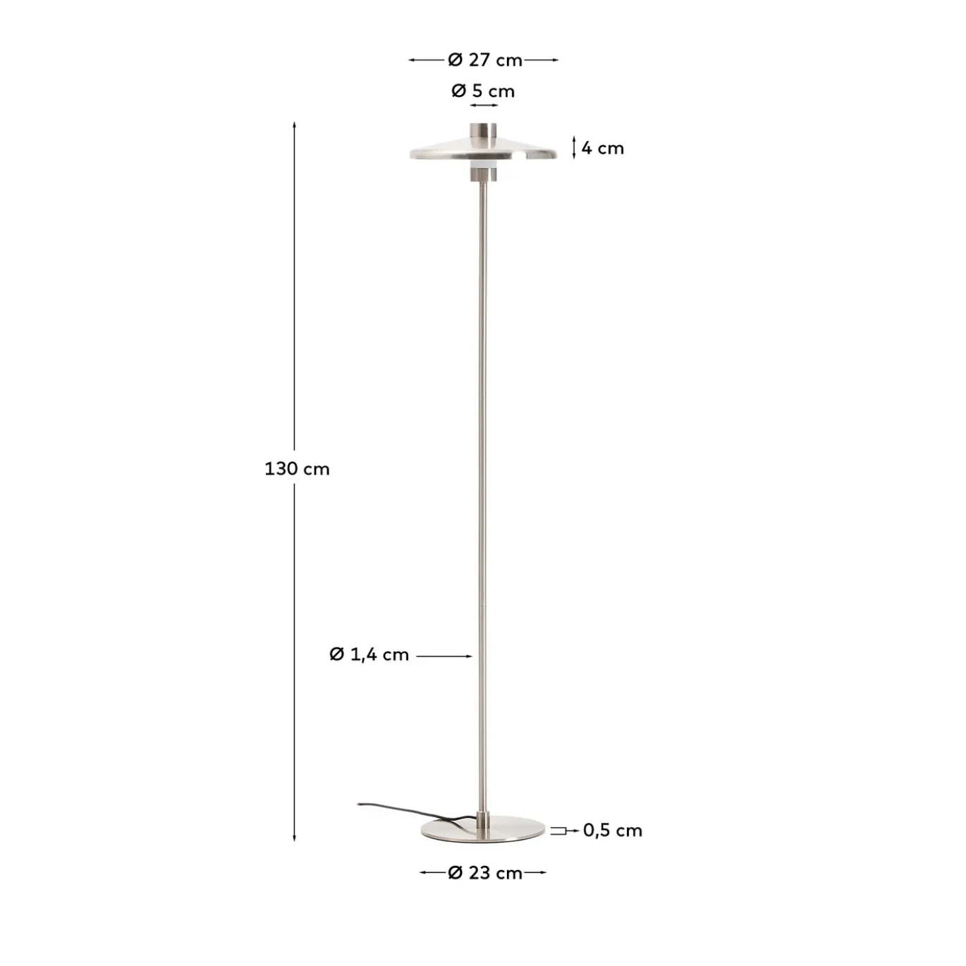 Kave Home Staande Lamp Nuvira Zilver Geborsteld Metaal