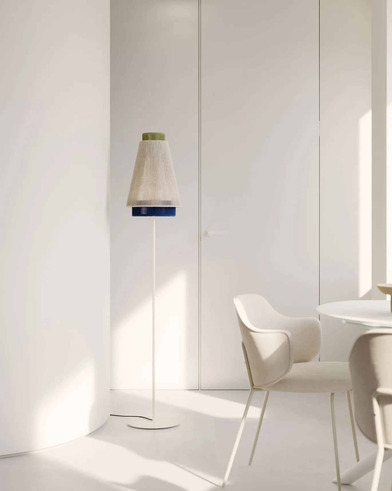 Kave Home Staande Lamp Yuvia Katoen Beige/Blauw