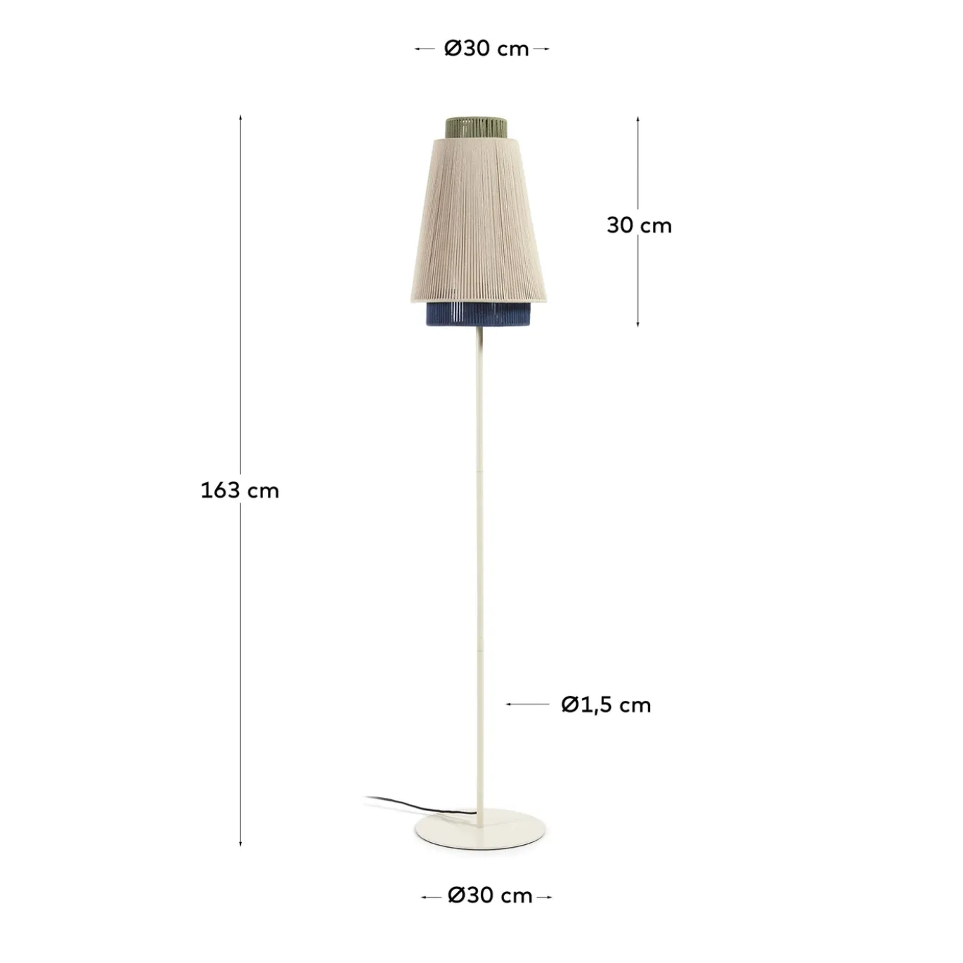 Kave Home Staande Lamp Yuvia Katoen Beige/Blauw
