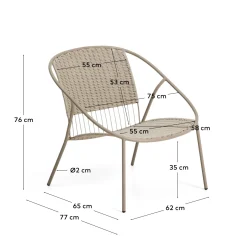 Kave Home Stapelbare Fauteuil Atrani Staal/Touw Taupe