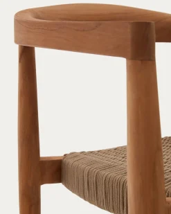 Kave Home Stapelbare Stoel Ydalia Massief Teakhout Naturel en Beige Touw