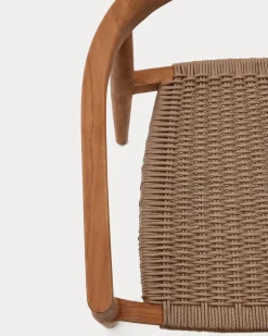Kave Home Stapelbare Stoel Ydalia Massief Teakhout Naturel en Beige Touw