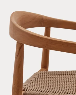 Kave Home Stapelbare Stoel Ydalia Massief Teakhout Naturel en Beige Touw