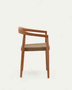 Kave Home Stapelbare Stoel Ydalia Massief Teakhout Naturel en Beige Touw