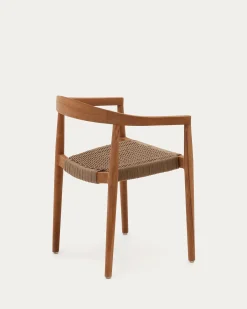 Kave Home Stapelbare Stoel Ydalia Massief Teakhout Naturel en Beige Touw