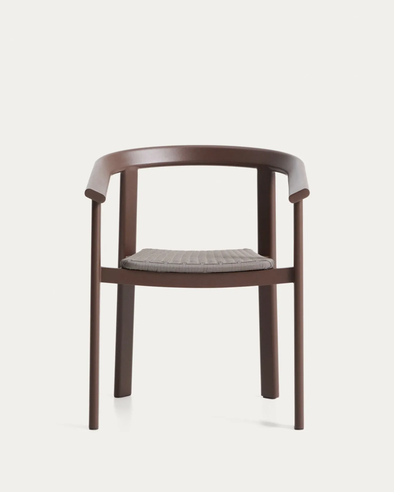 Kave Home Stapelbare Tuinstoel Erice Aluminium/Touw Donkerbruin