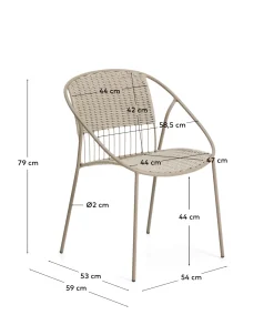 Kave Home Stapelbare Tuinstoel Atrani Staal/Touw Taupe