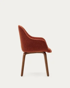 Kave Home Stoel Aleli Terracotta Teddy en Bruin Essenhouten Onderstel