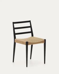 Kave Home Stoel Analy Massief Eikenhout Zwart