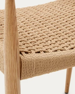 Kave Home Stoel Analy Met Armleuning Massief Eikenhout Naturel