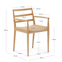 Kave Home Stoel Analy Met Armleuning Massief Eikenhout Naturel