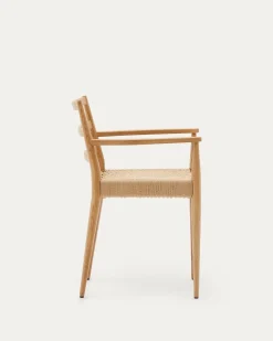 Kave Home Stoel Analy Met Armleuning Massief Eikenhout Naturel
