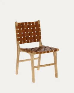 Kave Home Stoel Calixta Leer Bruin