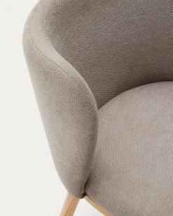 Kave Home Stoel Ciselia Bruin Chenille en Essenhout