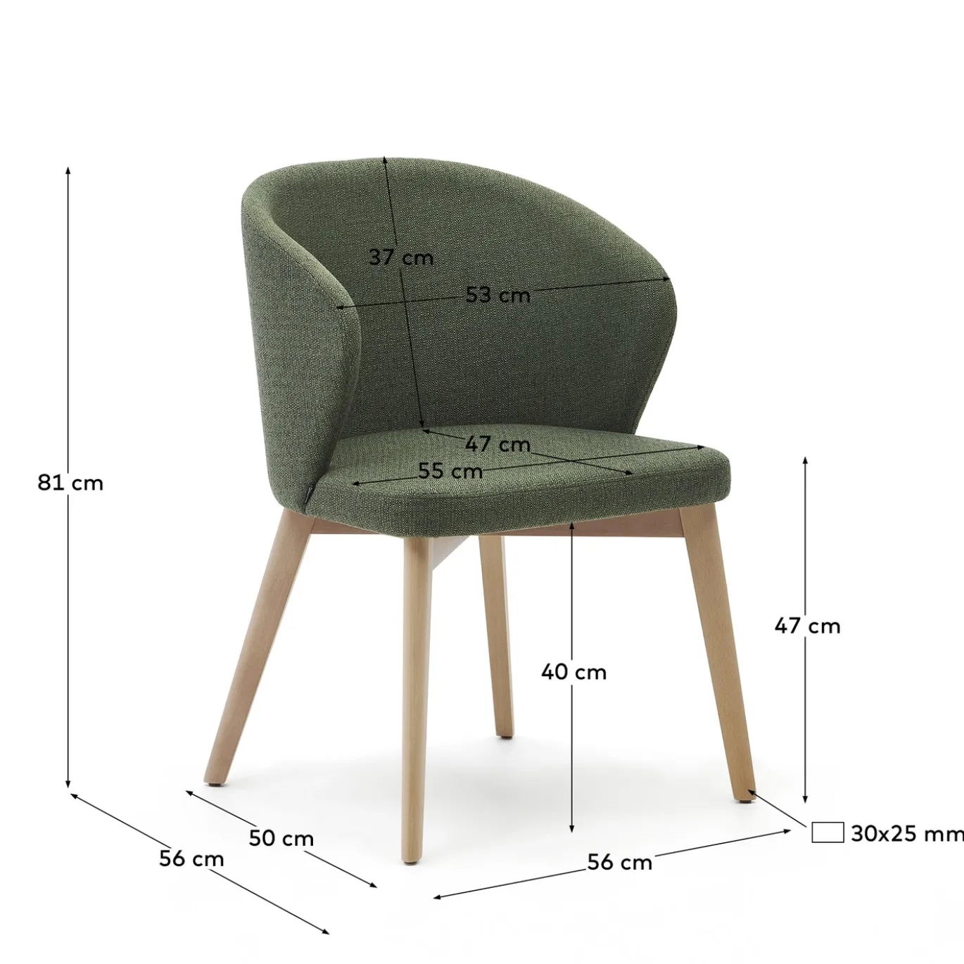 Kave Home Stoel Darice Massief Beukenhout Naturel Groen