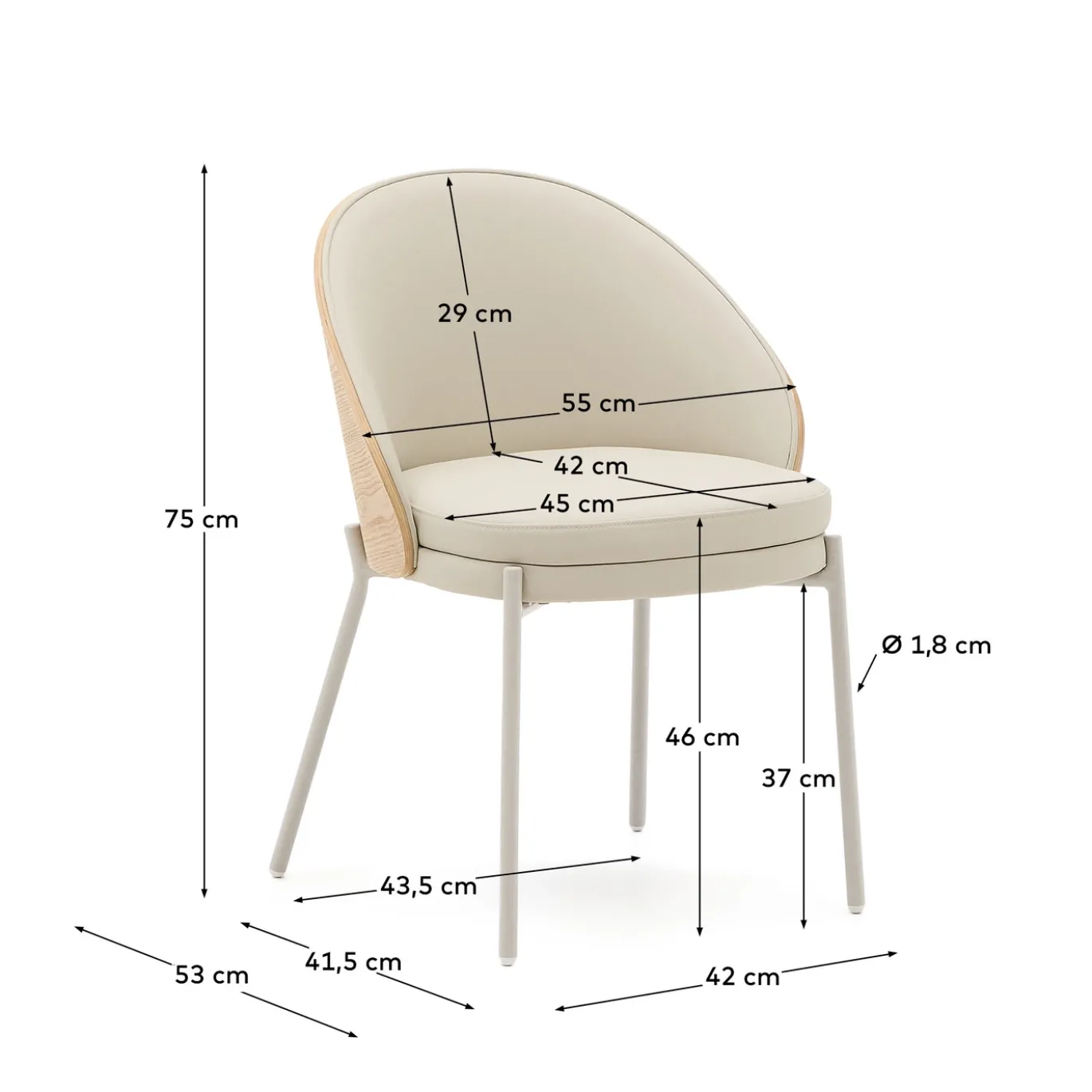 Kave Home Stoel Eamy Beige Kunstleer Essenfineer