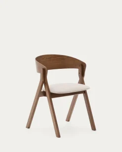 Kave Home Stoel Godia Essenhoutfineer en Rubberhout Wengé