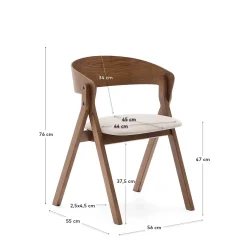Kave Home Stoel Godia Essenhoutfineer en Rubberhout Wengé