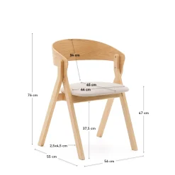 Kave Home Stoel Godia Essenhoutfineer Naturel