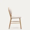 Kave Home Stoel Helda Beige Chenille en Massief Eikenhout