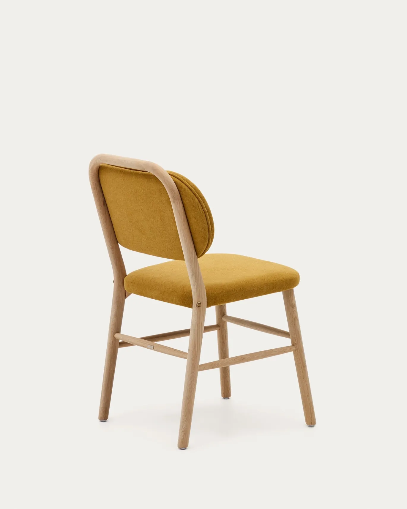 Kave Home Stoel Helda Mosterd Chenille en Massief Eikenhout