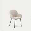 Kave Home Stoel Konna Beige met Zwart Gelakte Poten