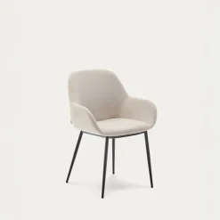 Kave Home Stoel Konna Beige met Zwart Gelakte Poten
