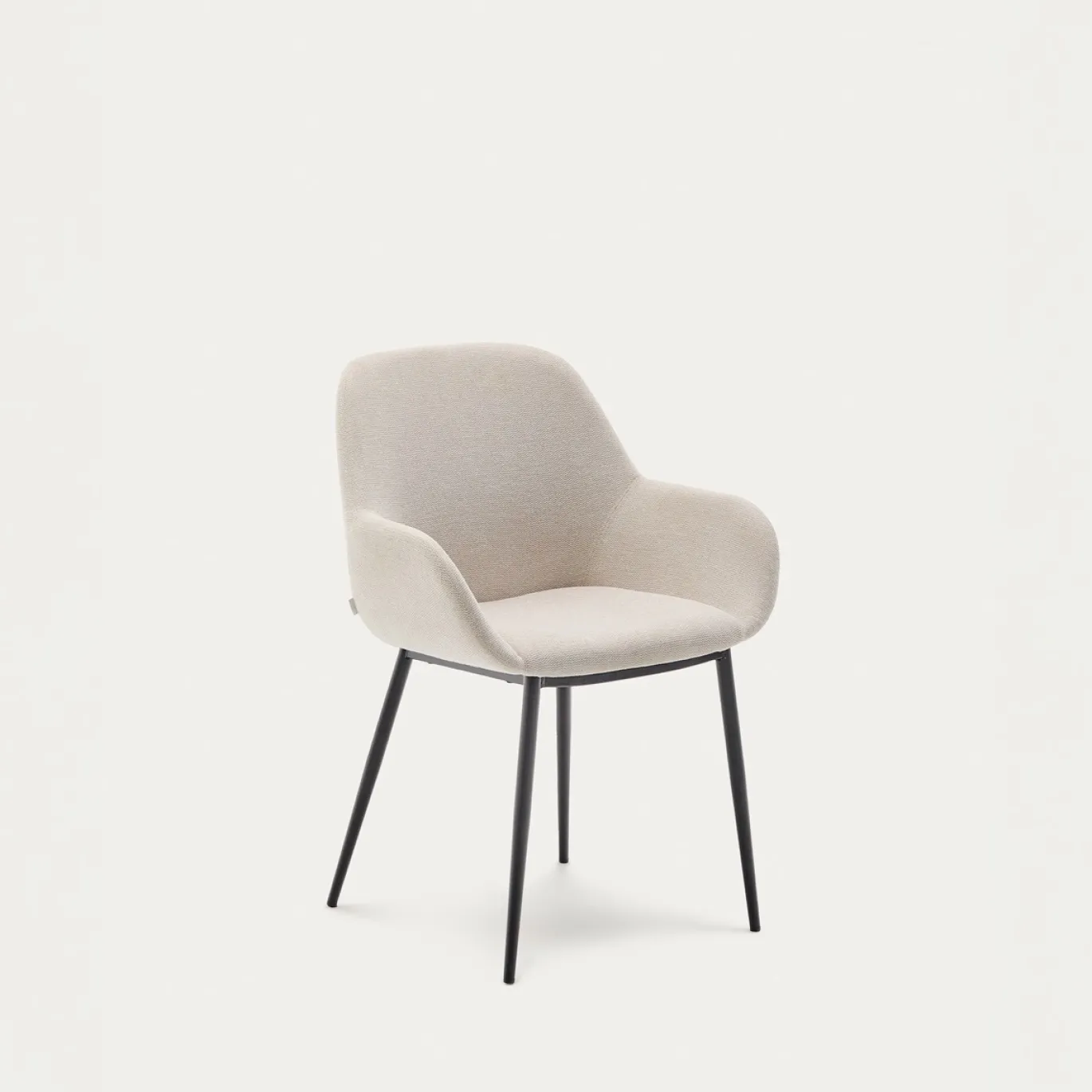 Kave Home Stoel Konna Beige met Zwart Gelakte Poten