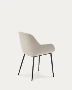Kave Home Stoel Konna Beige met Zwart Gelakte Poten