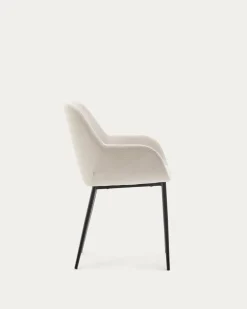 Kave Home Stoel Konna Beige met Zwart Gelakte Poten
