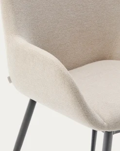 Kave Home Stoel Konna Beige met Zwart Gelakte Poten