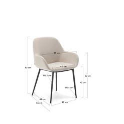 Kave Home Stoel Konna Beige met Zwart Gelakte Poten