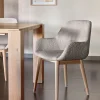 Kave Home Stoel Konna Lichtgrijs Bouclé Essenhout Naturel