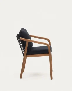 Kave Home Stoel Malaret Massief Eucalyptushout Zwart Touw