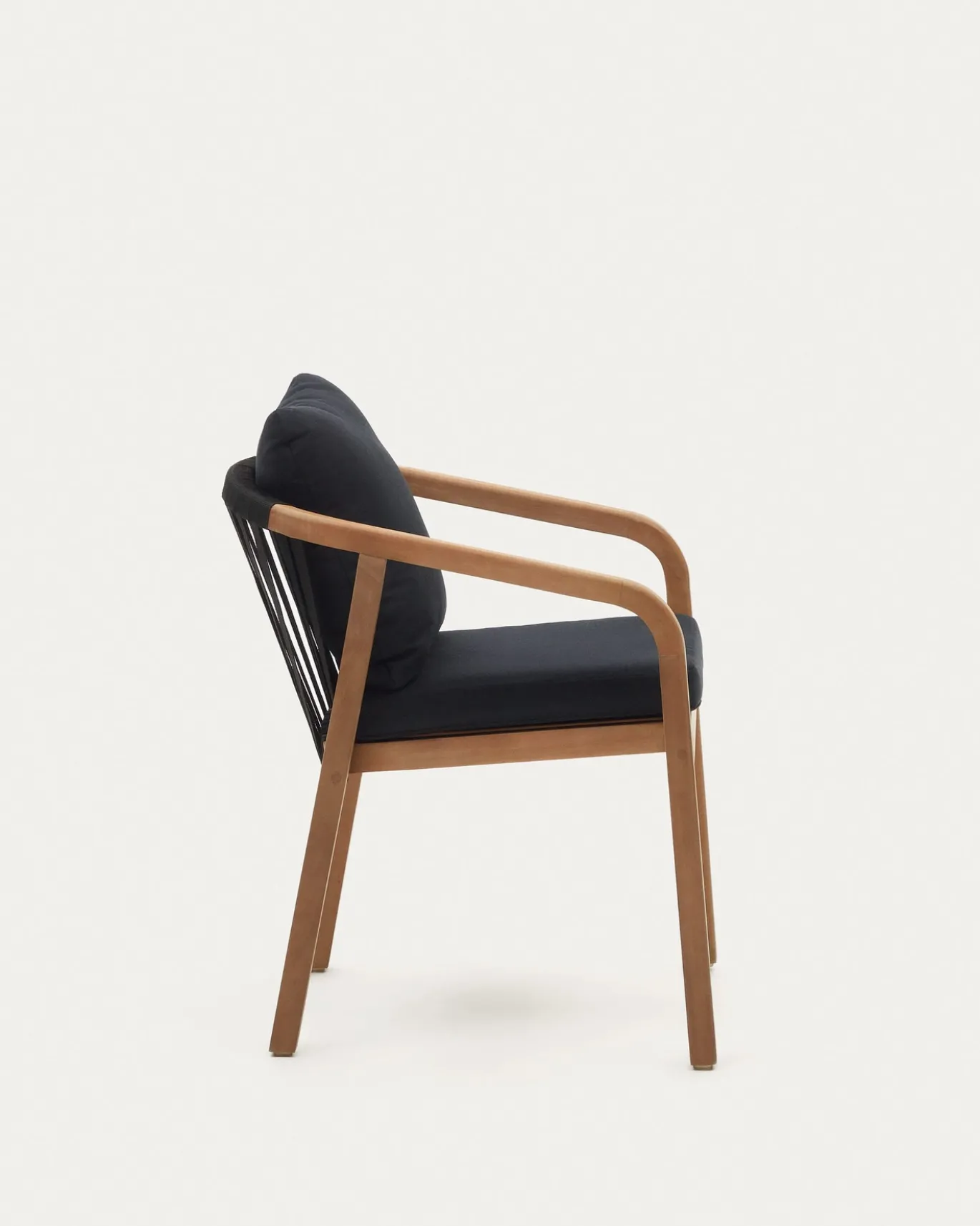 Kave Home Stoel Malaret Massief Eucalyptushout Zwart Touw