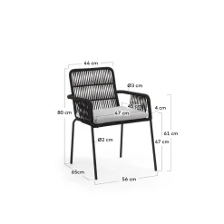 Kave Home Stoel Samanta Zwart Touw