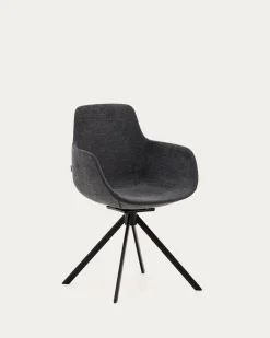 Kave Home Stoel Tissiana Draaibaar Donkergrijs Chenille