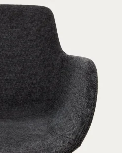 Kave Home Stoel Tissiana Draaibaar Donkergrijs Chenille