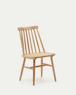 Kave Home Stoel Tressia Mdf en Massief Rubberhout Naturel Lak