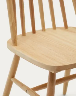 Kave Home Stoel Tressia Mdf en Massief Rubberhout Naturel Lak