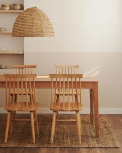 Kave Home Stoel Tressia Mdf en Massief Rubberhout Naturel Lak