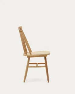 Kave Home Stoel Tressia Mdf en Massief Rubberhout Naturel Lak