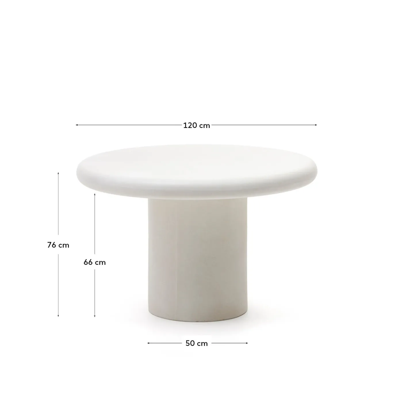 Kave Home Tafel Addaia Rond Wit Cement Ø120cm