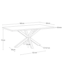 Kave Home Tafel Argo Gebleekt Eikenfineer 160x90cm