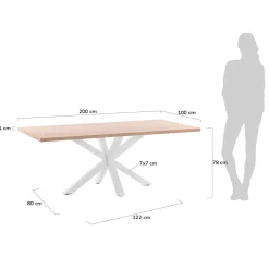 Kave Home Tafel Argo Naturel Melamine Wit 200x100cm
