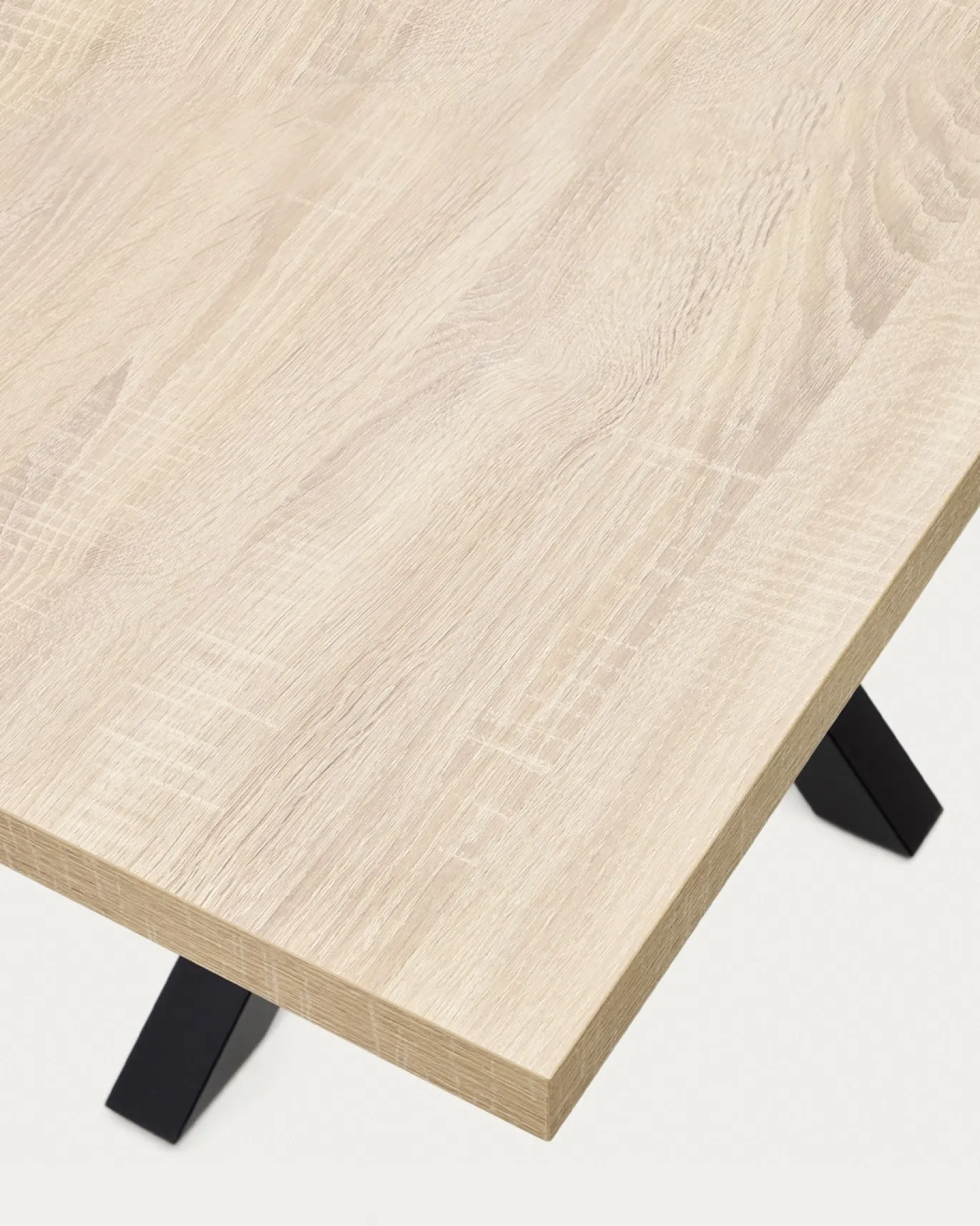 Kave Home Tafel Argo Naturel Melamine Zwart 200x100cm