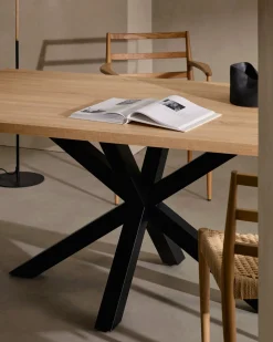 Kave Home Tafel Argo Naturel Melamine Zwart 200x100cm
