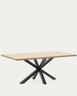 Kave Home Tafel Argo Naturel Melamine Zwart 200x100cm