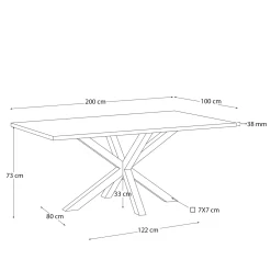 Kave Home Tafel Argo Wit Melamine 200x100cm